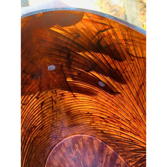 MCM Faux Tortoise Amber Lucite Waste Basket Swirl Translucent Amazing Design GUC - Picture 2 of 16